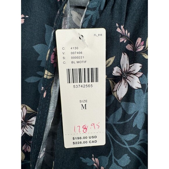 Velvet by Graham & Spencer Long Sleeve Keyhole Floral Slip Dress Women's M Green - Picture 10 of 16